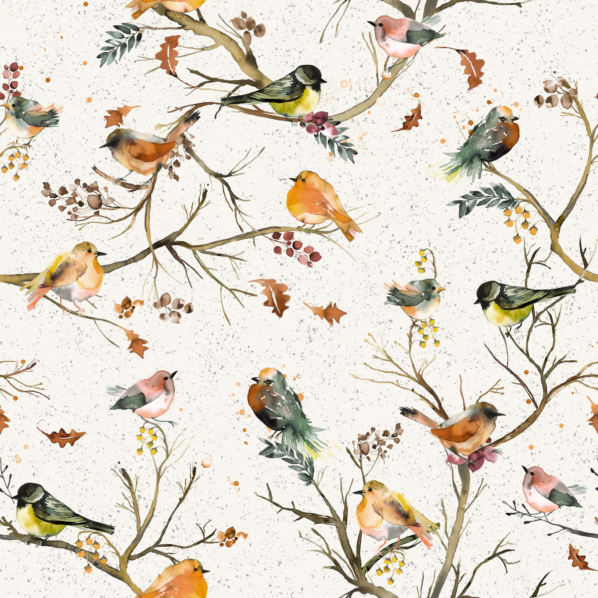 Birds Trees  Garden Rustic Green Wallpaper⁠ in your room — zoomed