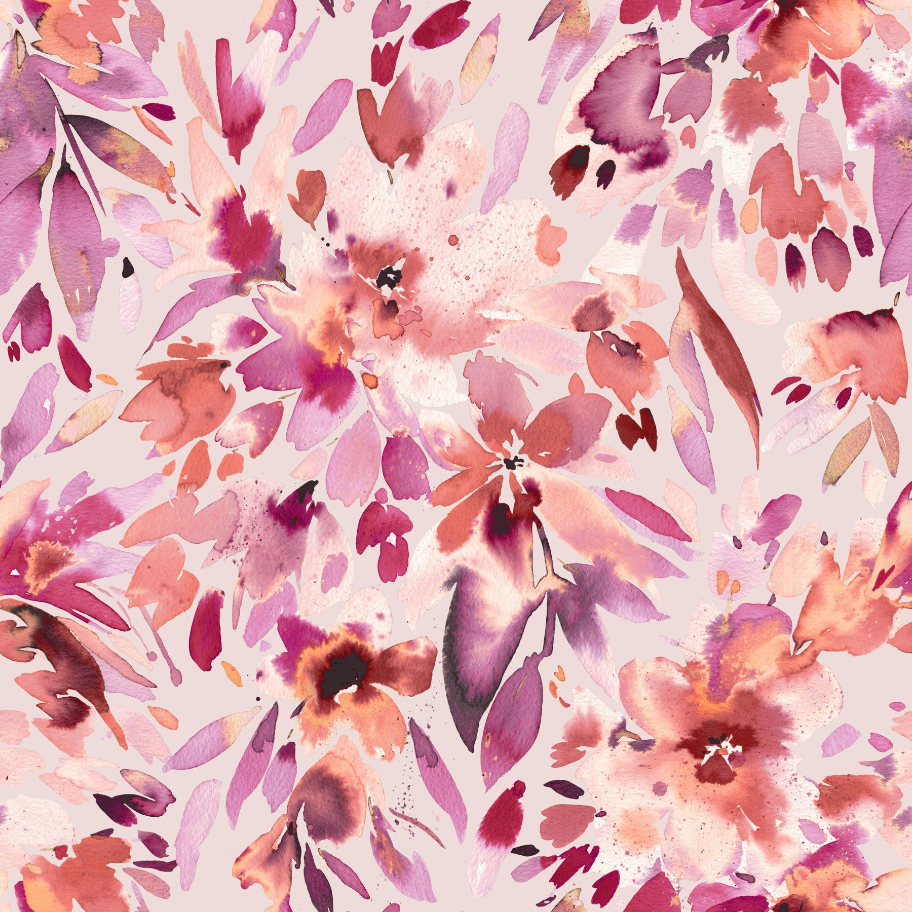 Blush Artistic Coral Floral Tropical Wallpaper⁠
