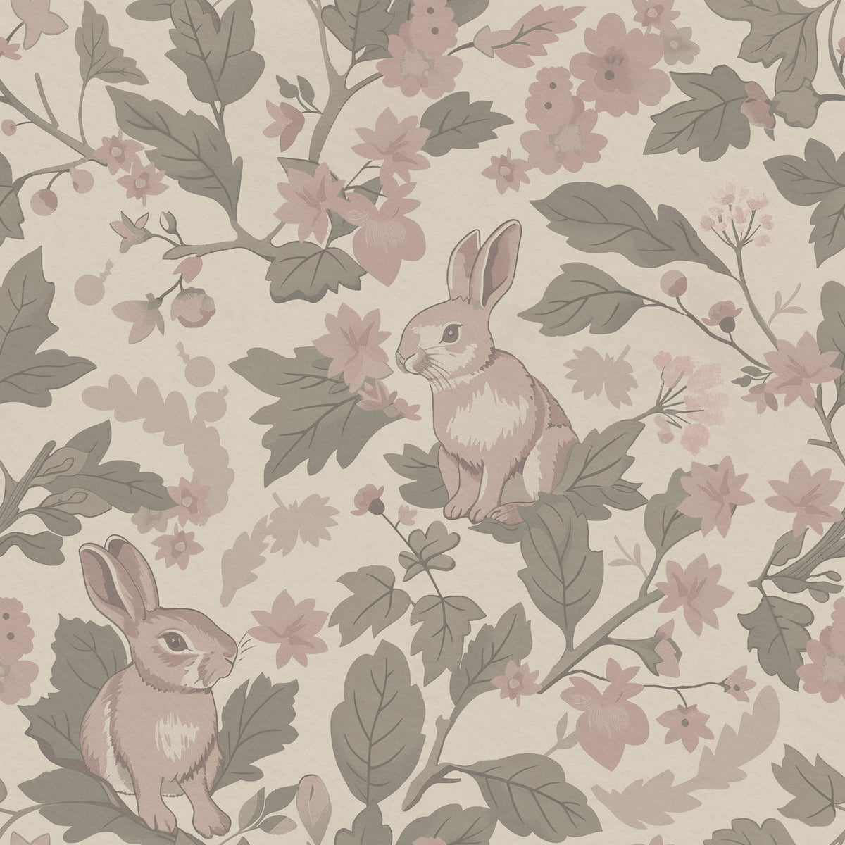 Woodland Garden – Vintage Blush Wallpaper⁠ in your room — zoomed