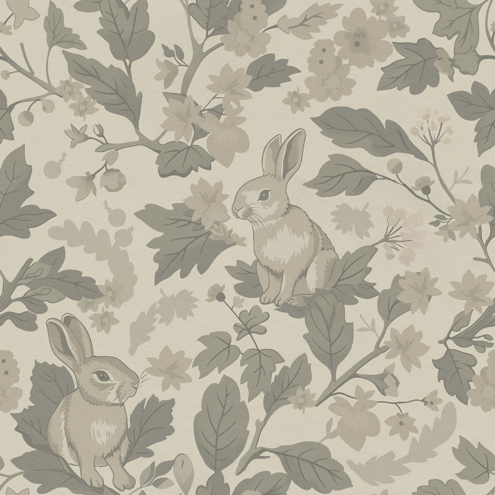 Woodland Garden – Natural Beige Wallpaper⁠