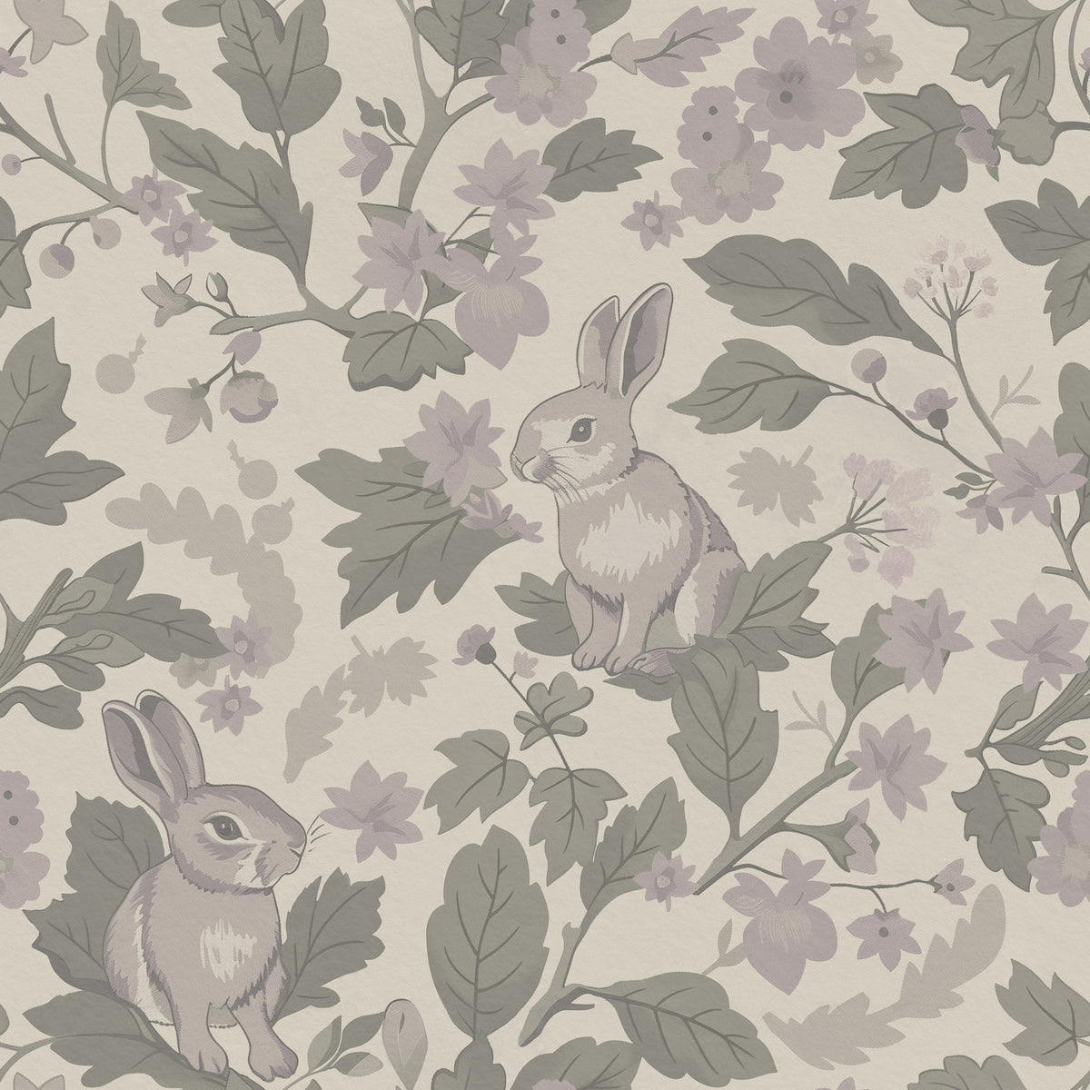 Woodland Garden – Dusty Lavender Wallpaper⁠ in your room — zoomed