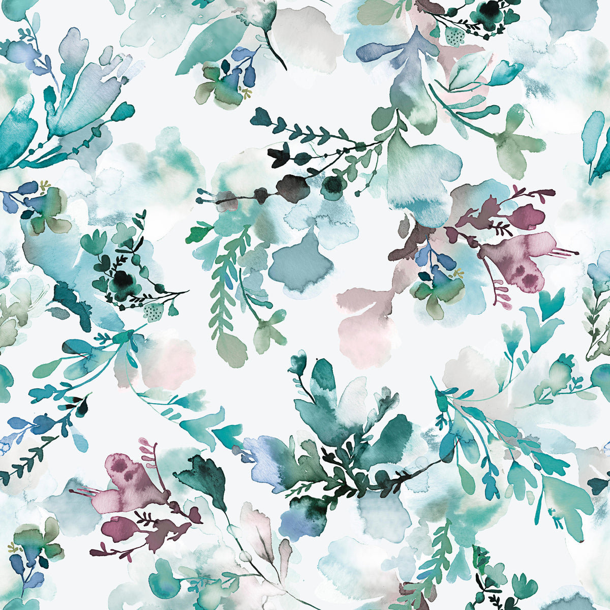 Chinoiserie Watercolor Flowers Wallpaper⁠ in your room — zoomed