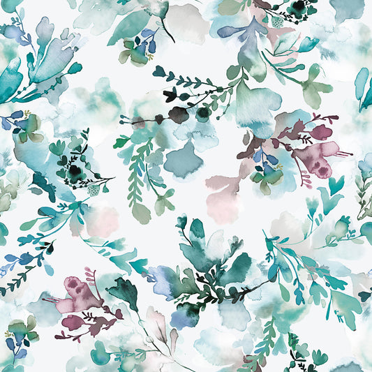 Chinoiserie Watercolor Flowers Wallpaper⁠
