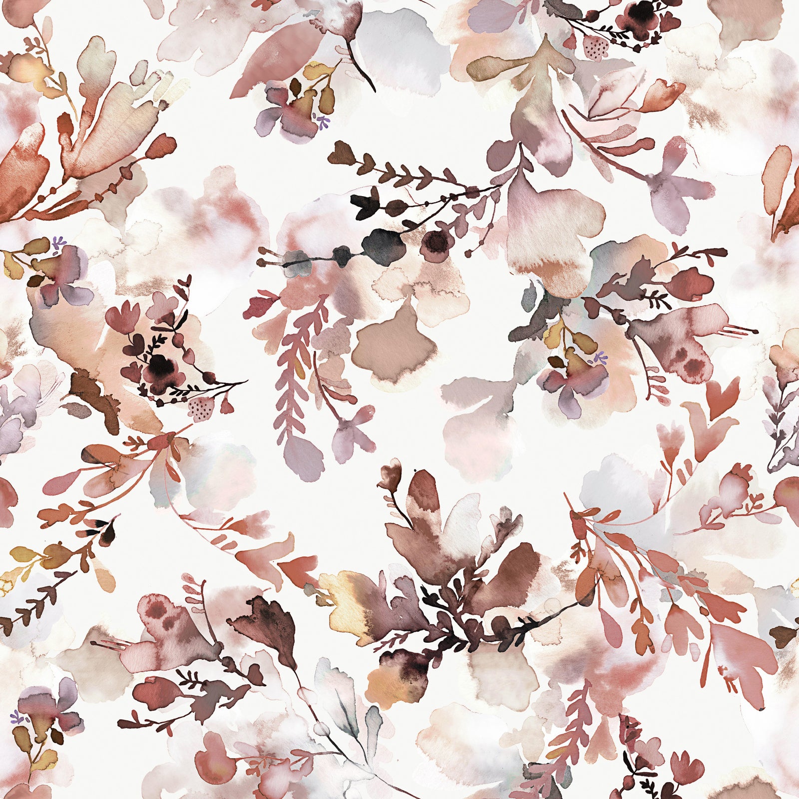 Chinoiserie Watercolor Flowers Terracotta Wallpaper⁠ in your room