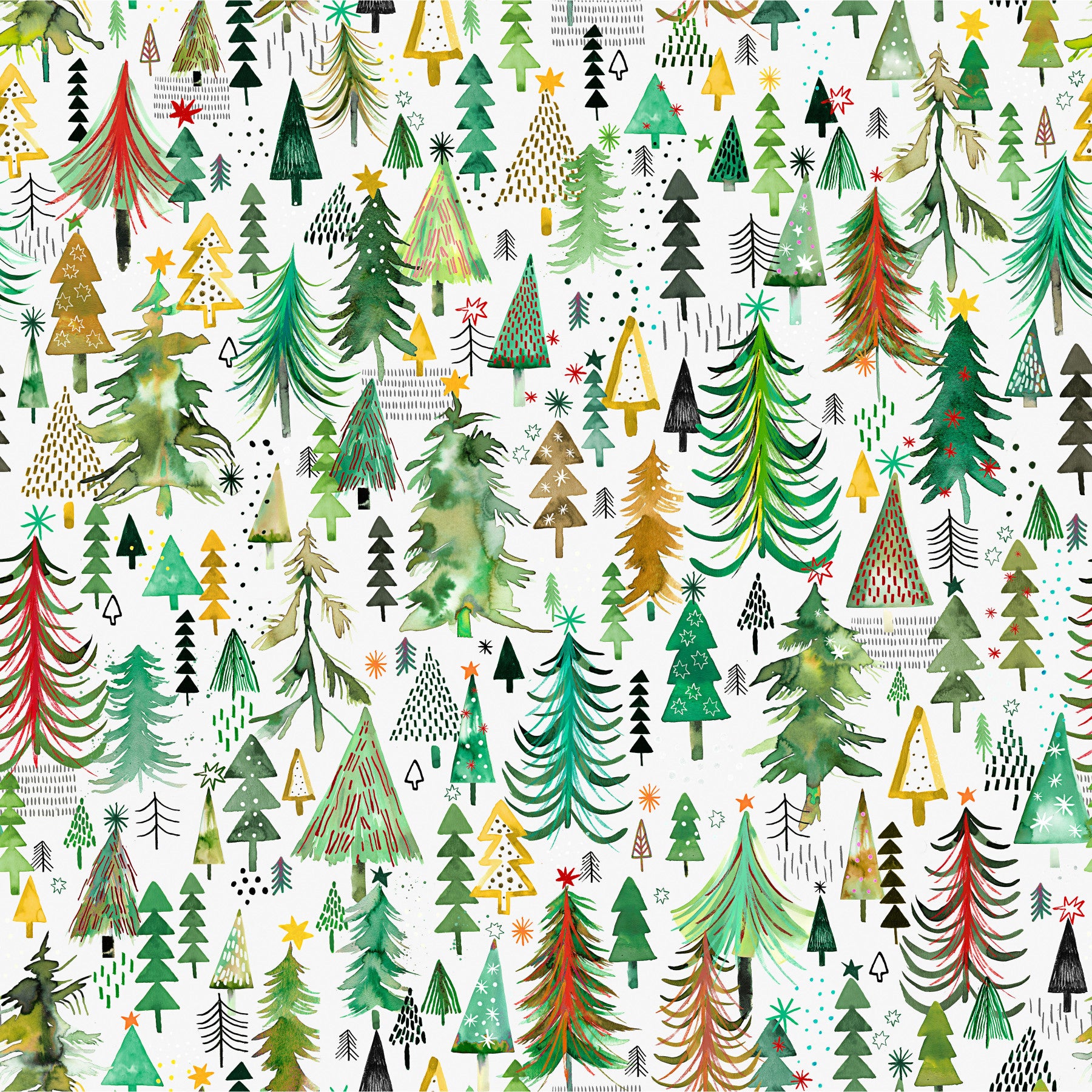 Colorful Christmas Trees Green Wallpaper⁠
