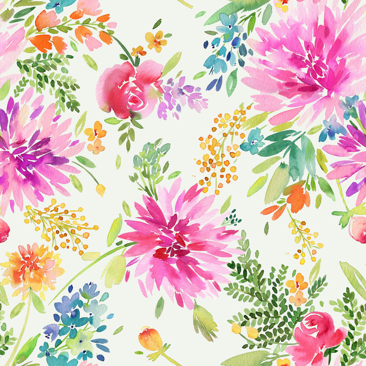 Summer Floral Dahlia Multicolor Wallpaper⁠ in your room