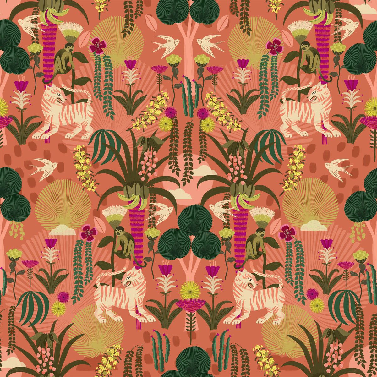 Tropical Tiger Garden Wallpaper⁠ in your room