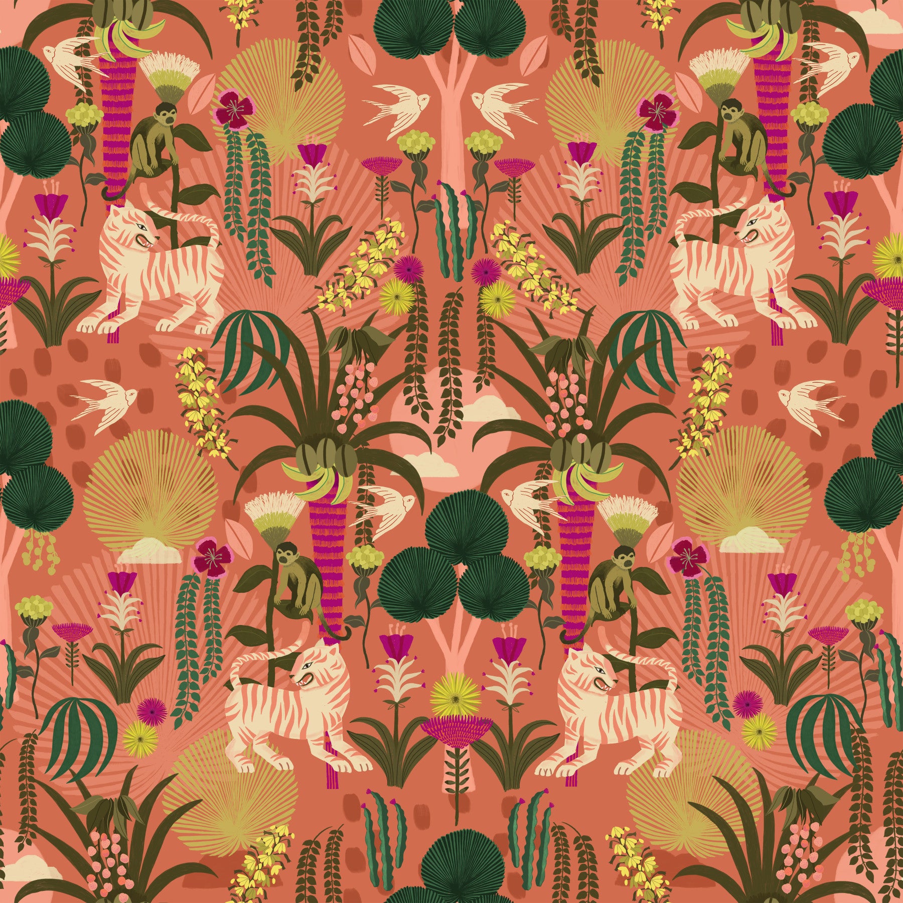 Tropical Tiger Garden Wallpaper⁠