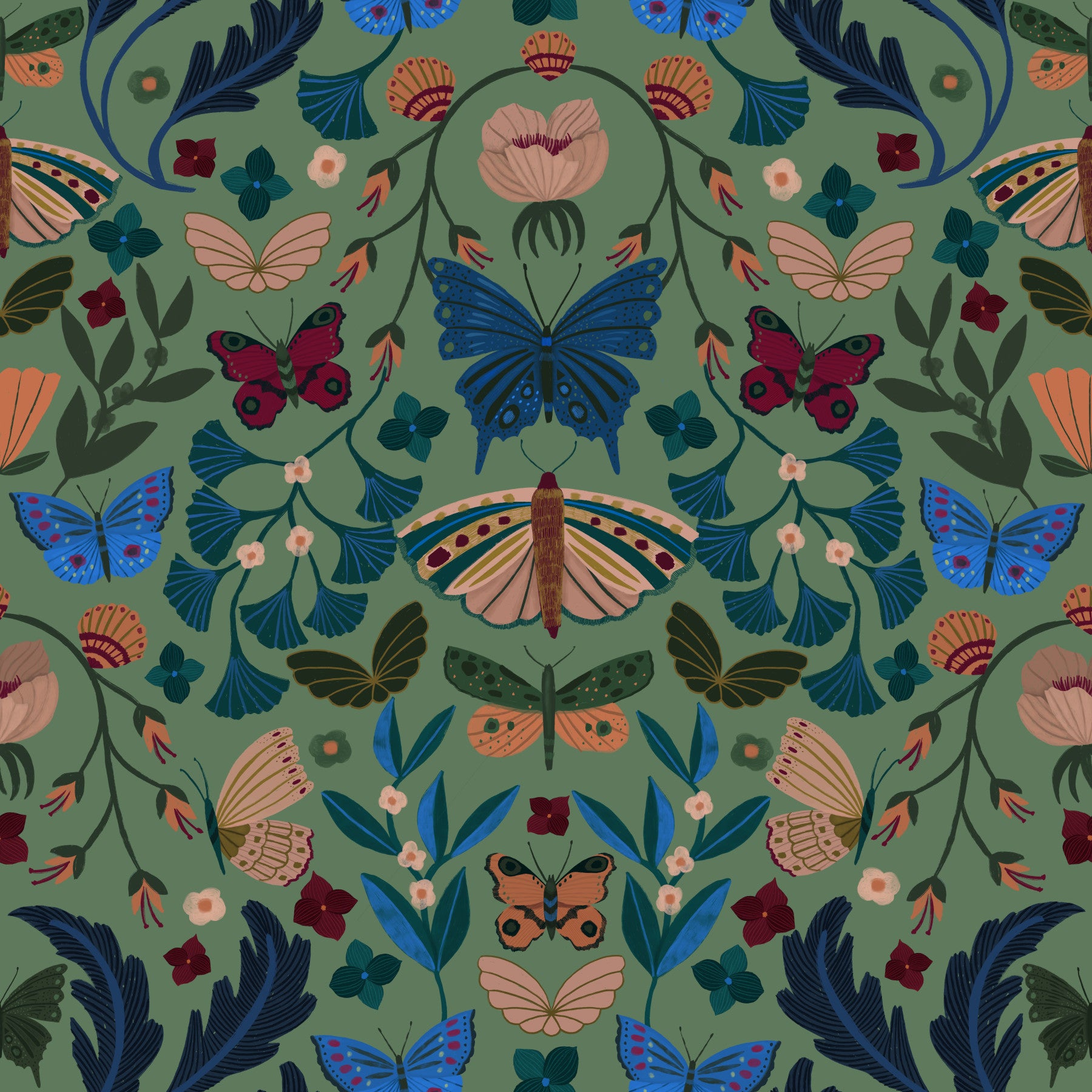 Fluttering florals Wallpaper⁠