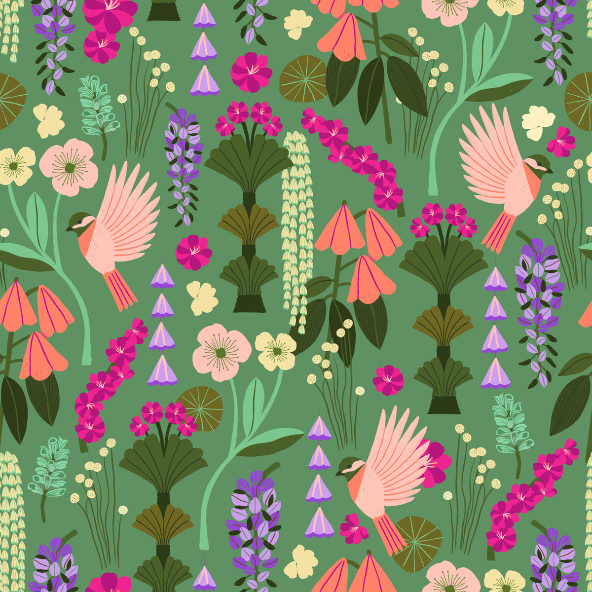Birds & Blooms Wallpaper⁠ in your room