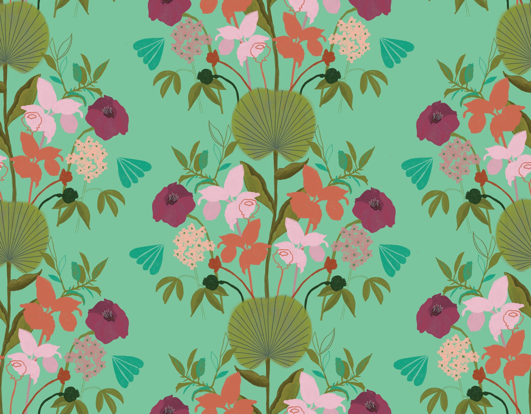 Elegant wallpaper featuring lotus leaf patterns

