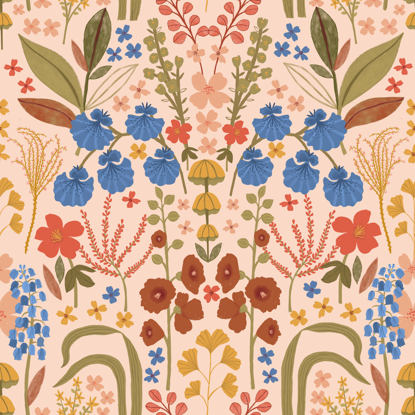 Vintage Bluebells - Cream Wallpaper⁠