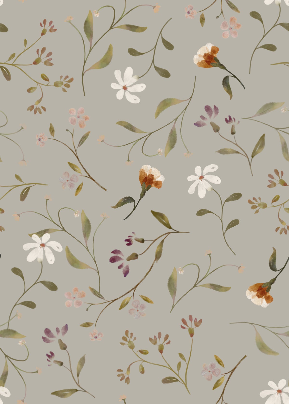Memories in Petals Wallpaper⁠ Olive Wallpaper⁠ in your room — zoomed