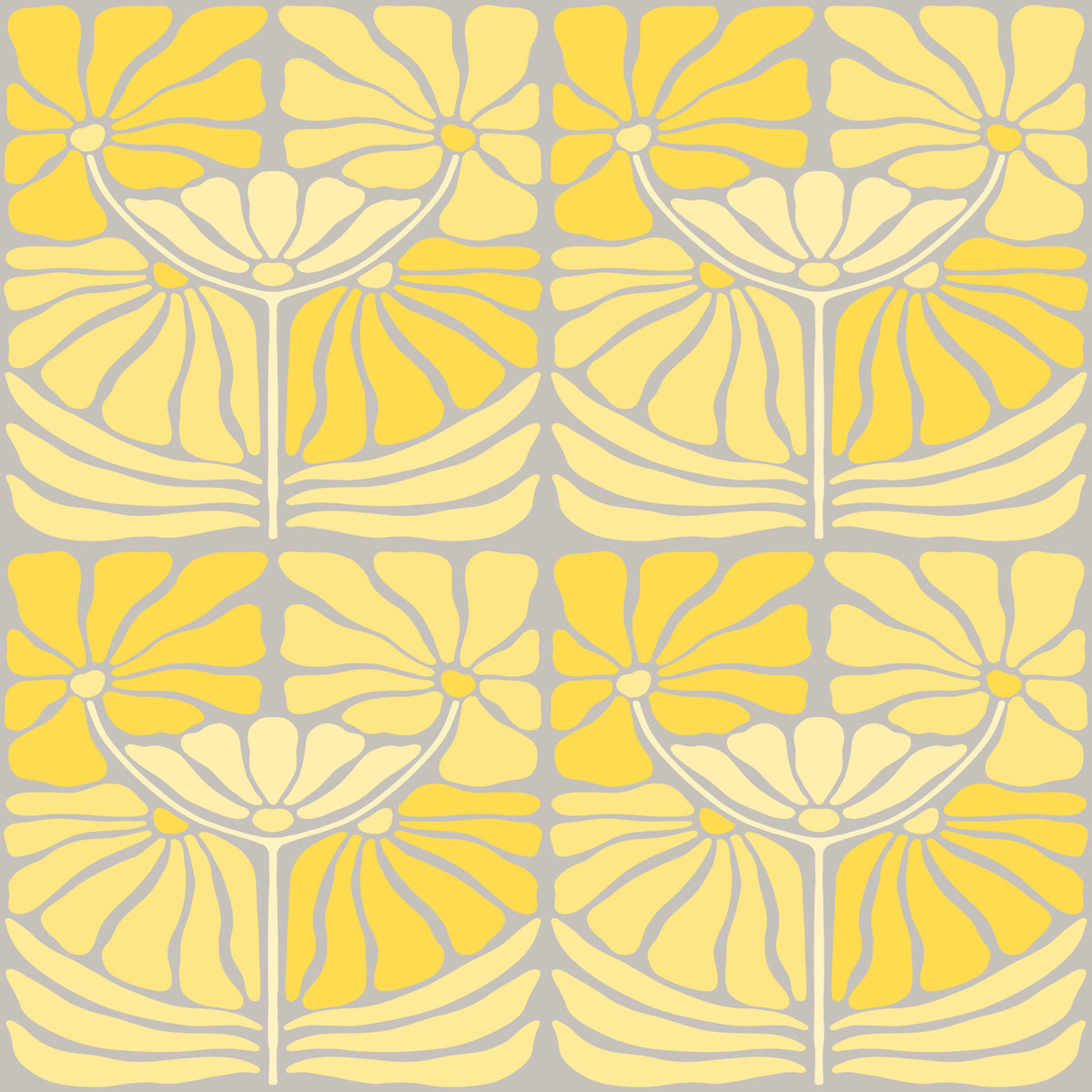 Vintage Yellow Florals Wallpaper⁠ in your room