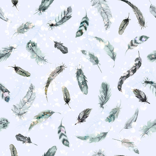 Delicate Feathers Soft Blue Wallpaper⁠