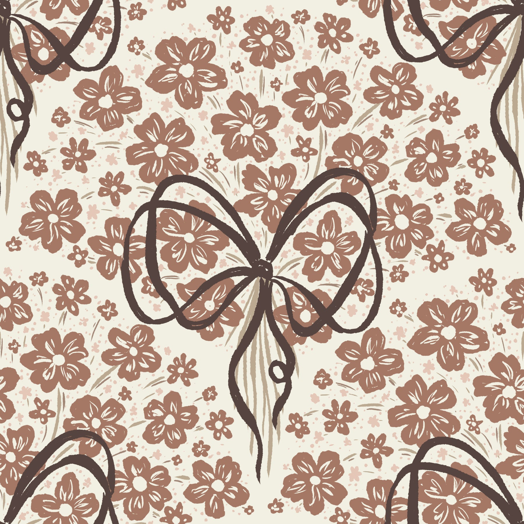 Floral Bouquet with Bow Wallpaper⁠