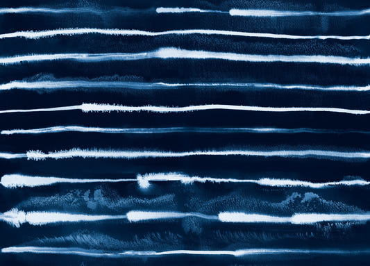 Electric Ink Stripes Scandinavian Navy Wallpaper⁠