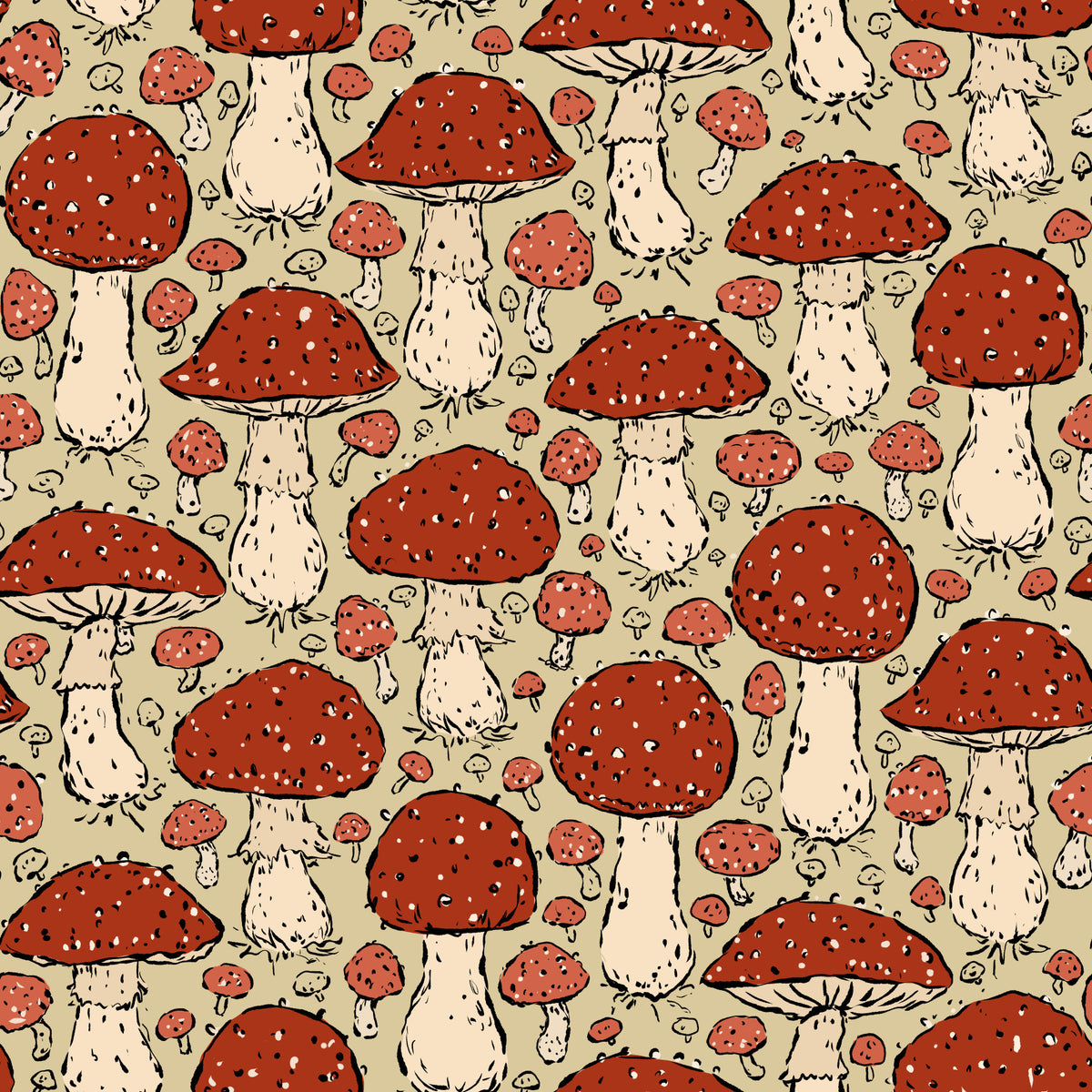 Mushroomcore - Red and Beige - Amanita Muscaria Wallpaper⁠ in your room