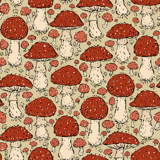 Mushroomcore - Red and Beige - Amanita Muscaria Wallpaper⁠