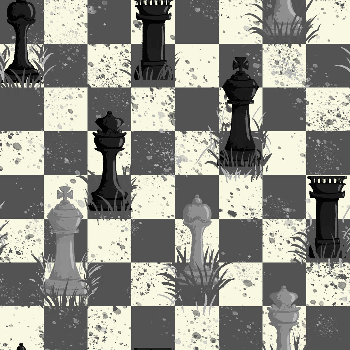 Outdoor Chess - Grayscale / Black and White Wallpaper⁠