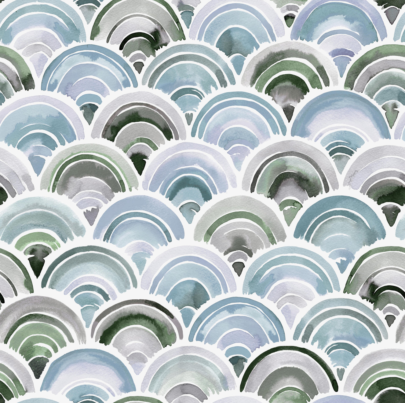Japanese Scallops Scales Rainbow Wallpaper⁠