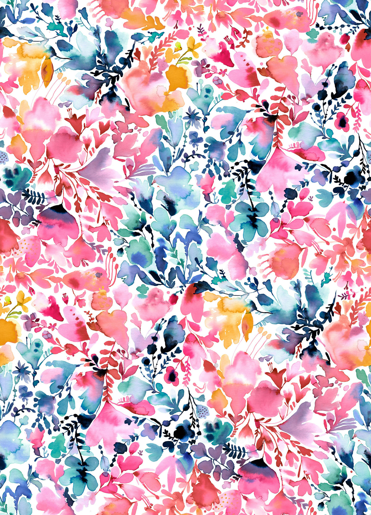 Watercolor Artistic Flowers Multicolored Wallpaper⁠ in your room