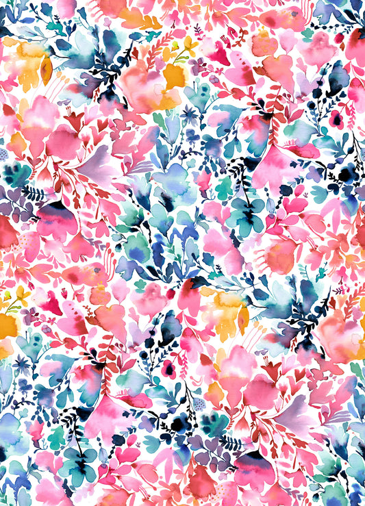 Watercolor Artistic Flowers Multicolored Wallpaper⁠