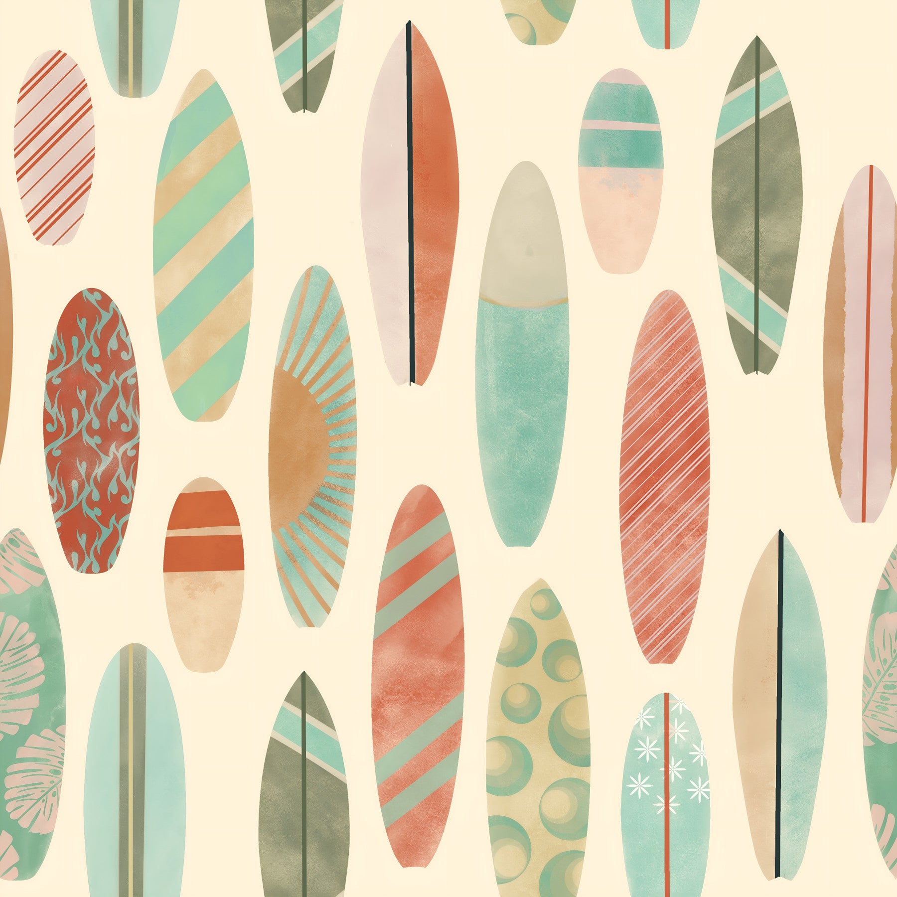 Vintage Summer Surfboards Wallpaper⁠