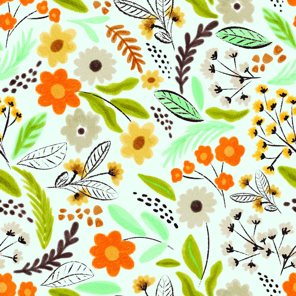Modern Meadow Bloom Wallpaper⁠ in your room — zoomed