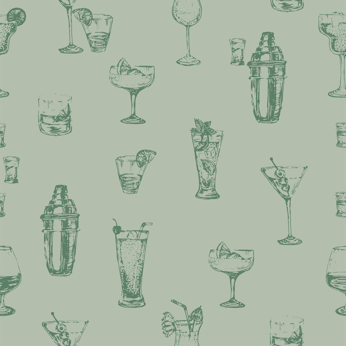 Vintage Bar Sketch Wallpaper⁠