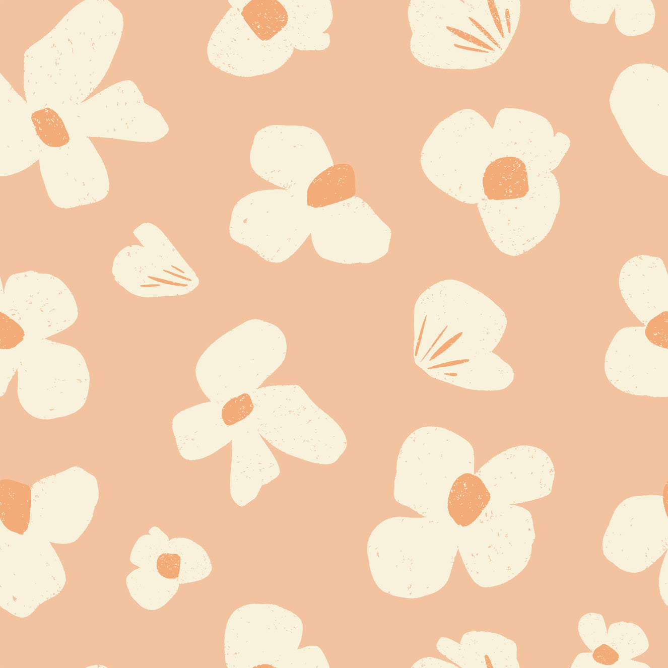 Peachy Abstract Florals Wallpaper⁠