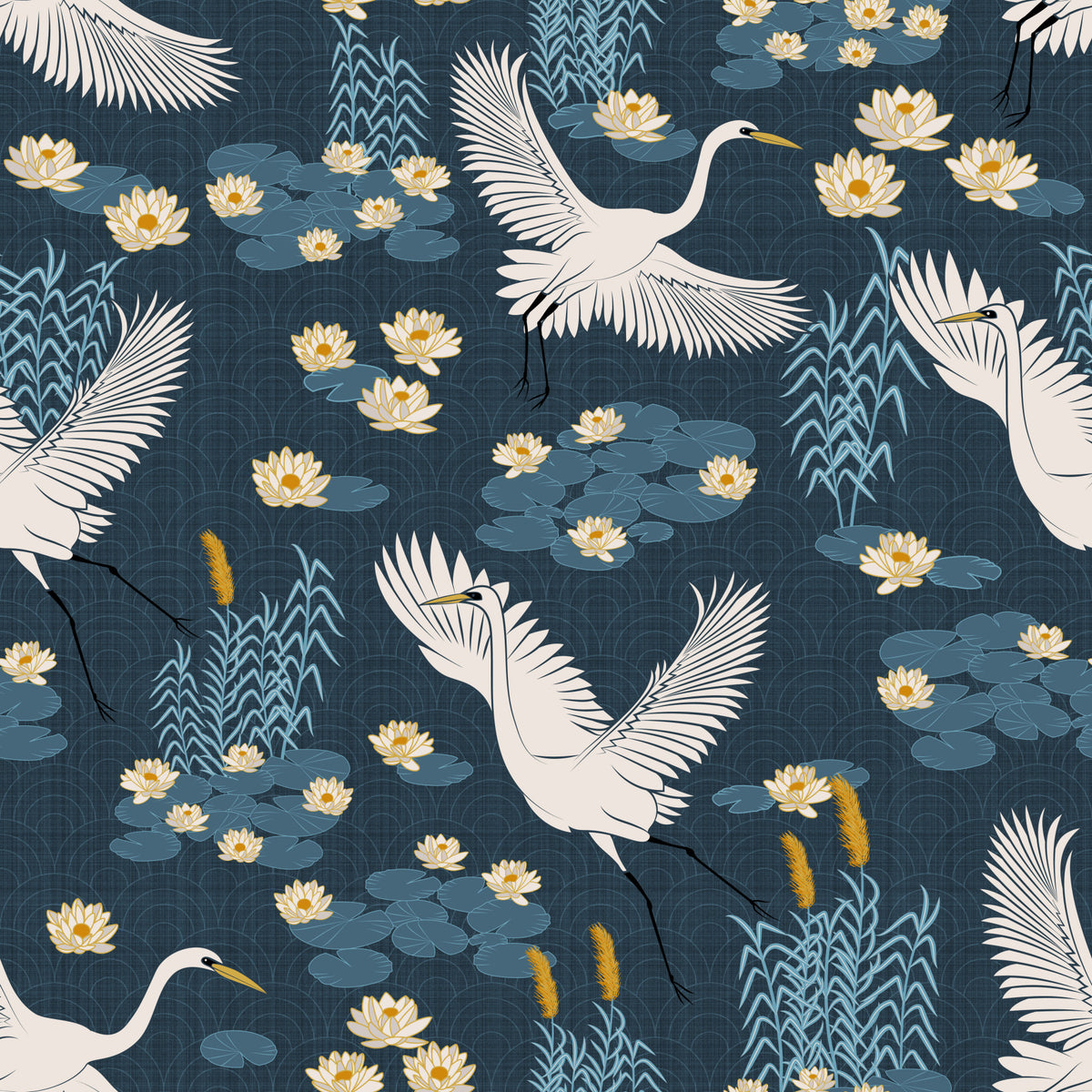 White Herons in the Lagoon -  Blue Wallpaper Wallpaper⁠ in your room — zoomed