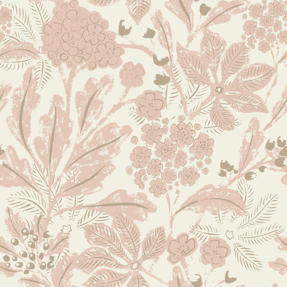 Dusty Rose Botanical Wallpaper⁠ in your room — zoomed