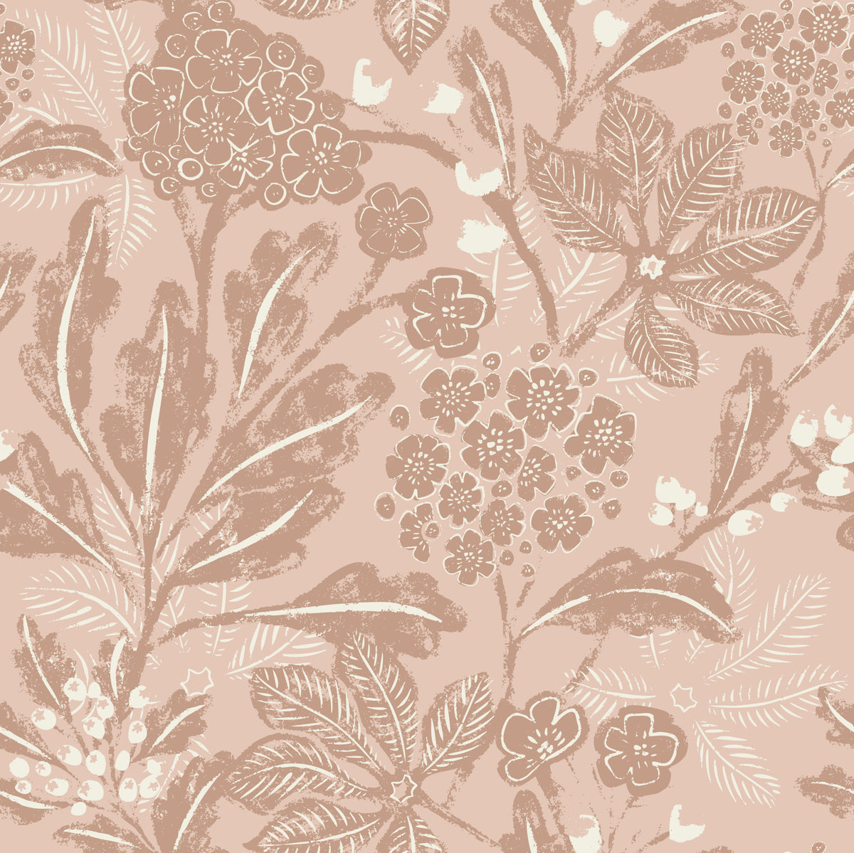 Textured Terracotta Blooms Wallpaper⁠ in your room — zoomed