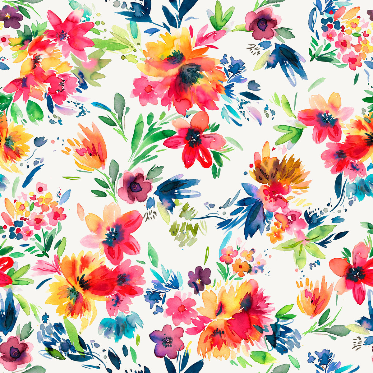 Painterly Flowers Tropical Red Wallpaper⁠ in your room — zoomed