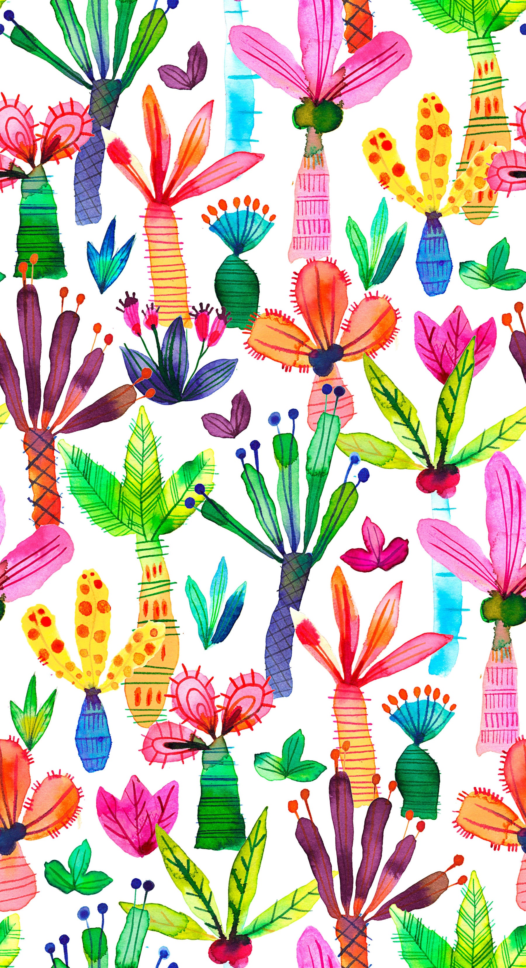 Palms Garden Colorful Kids Wallpaper⁠