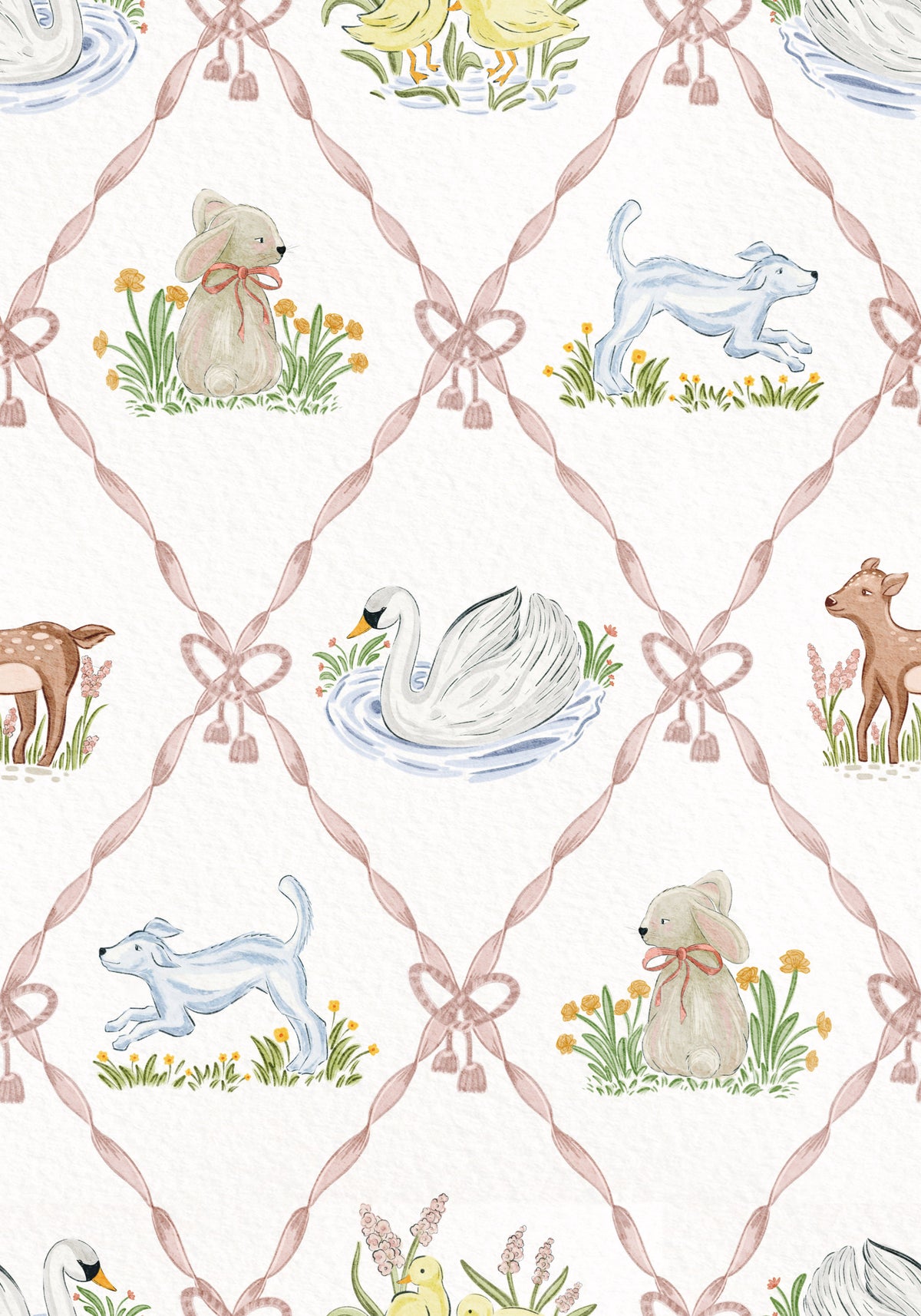 Ribbon & Rhymes Nursery Wallpaper Wallpaper⁠ in your room
