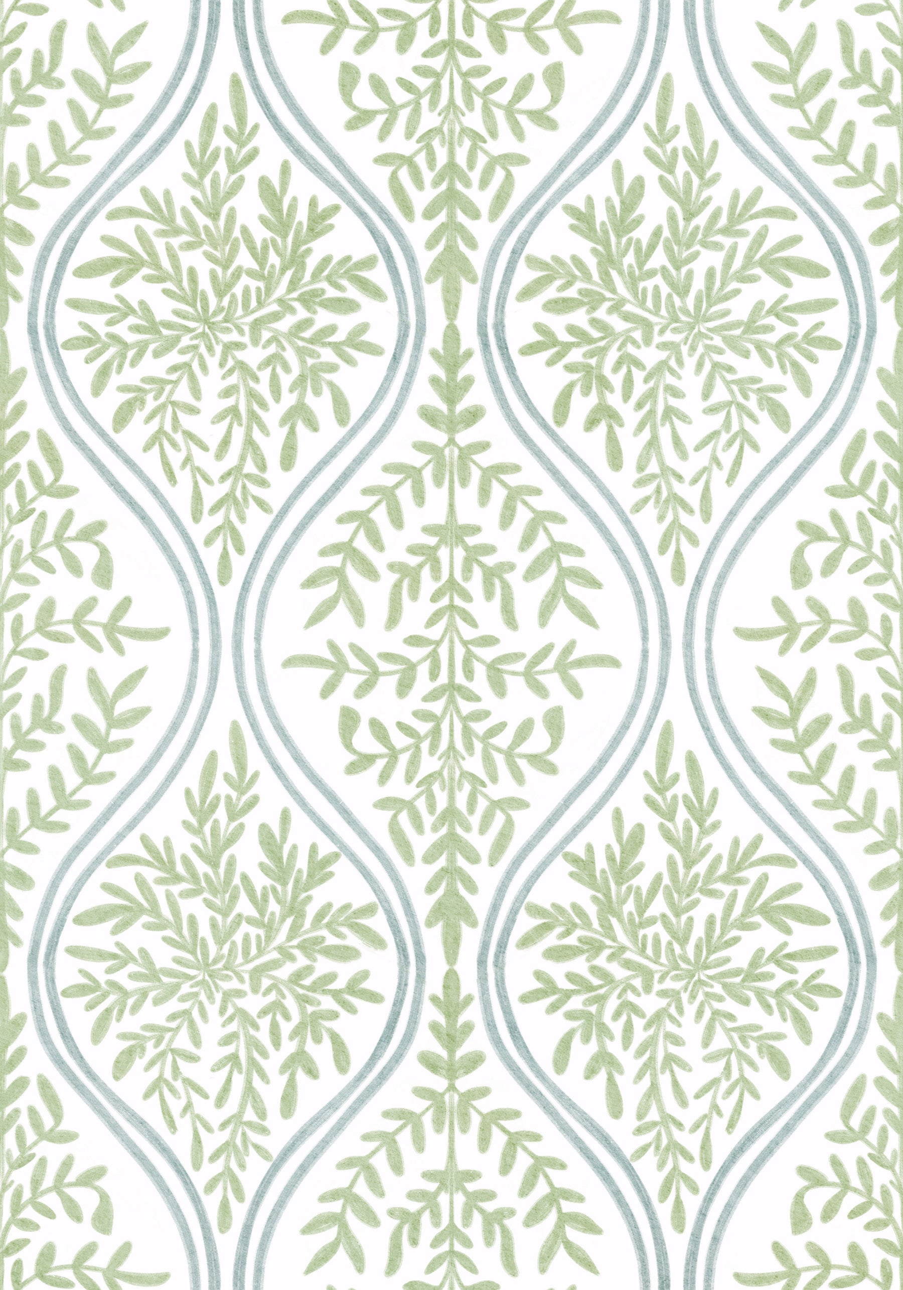 Green Leaf Damask Wallpaper⁠