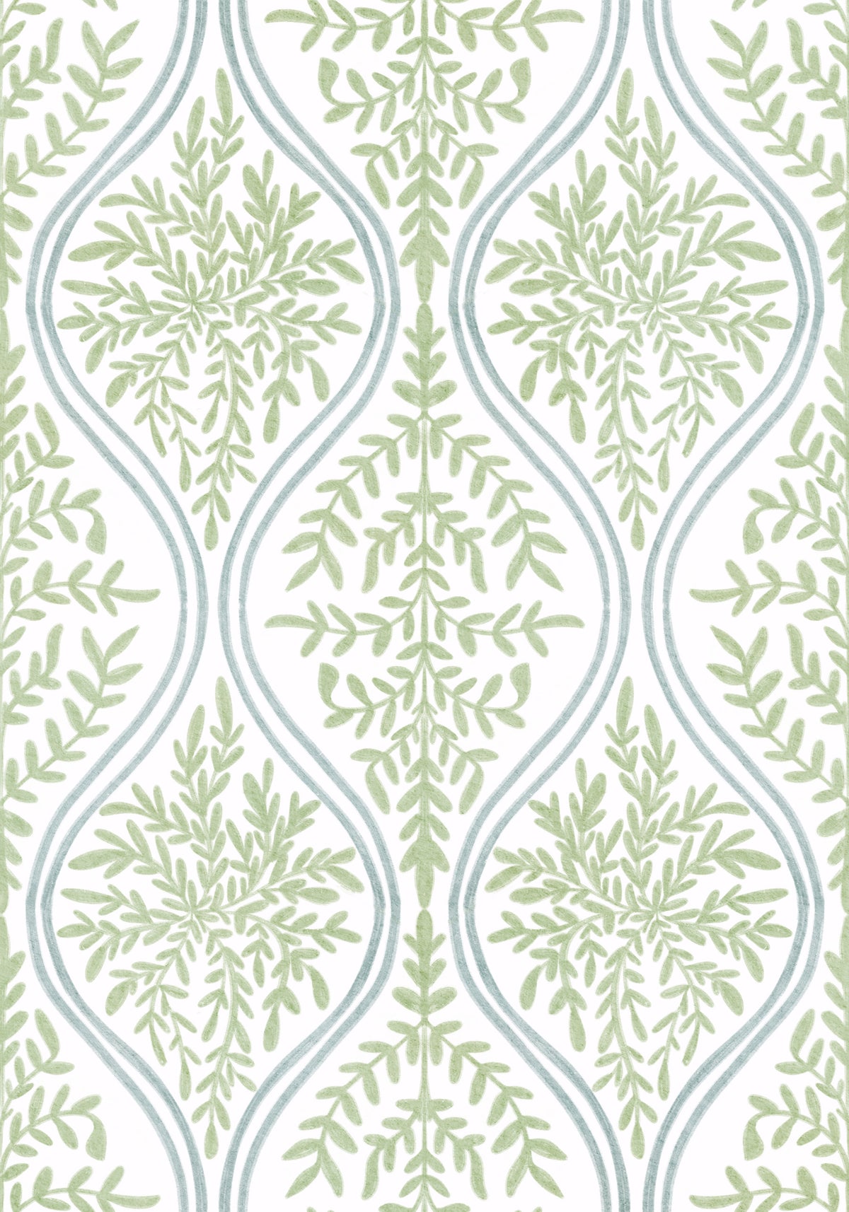 Green Leaf Damask Wallpaper⁠ in your room — zoomed