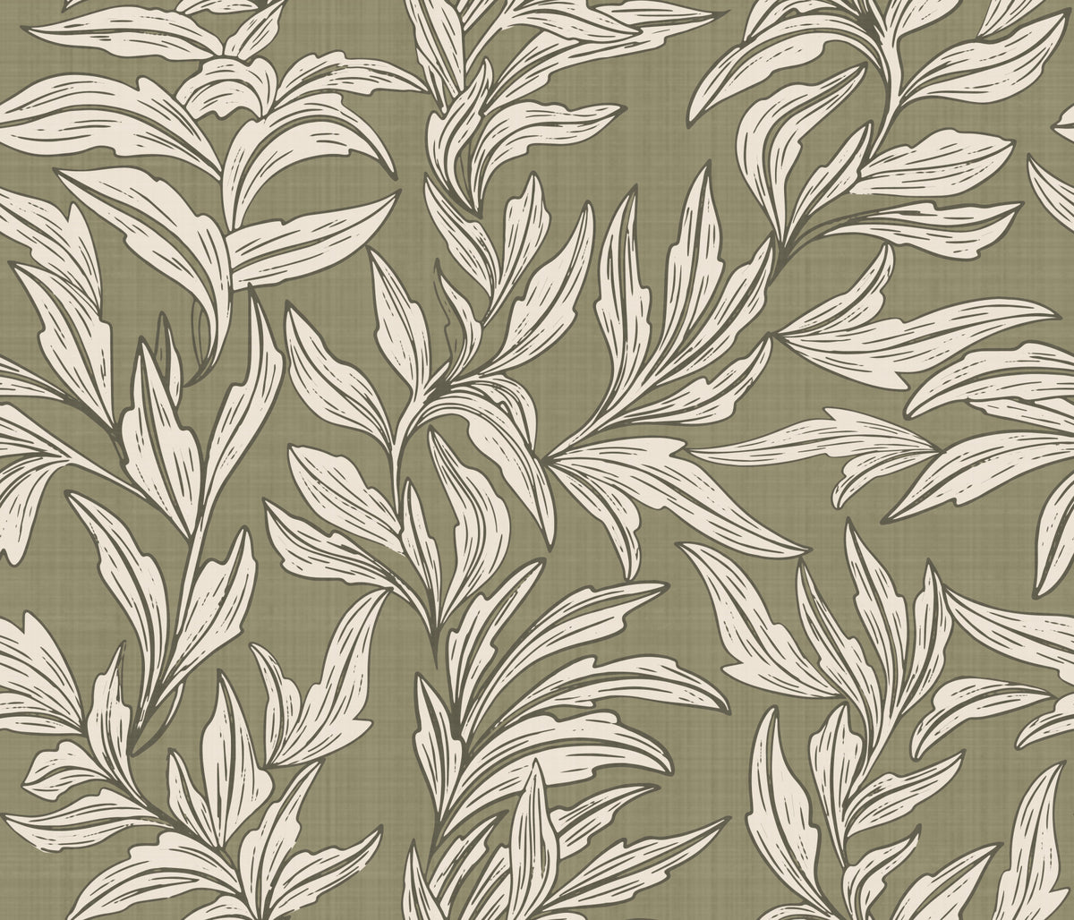 Whimsical Leaf Print Wallpaper⁠ in your room — zoomed