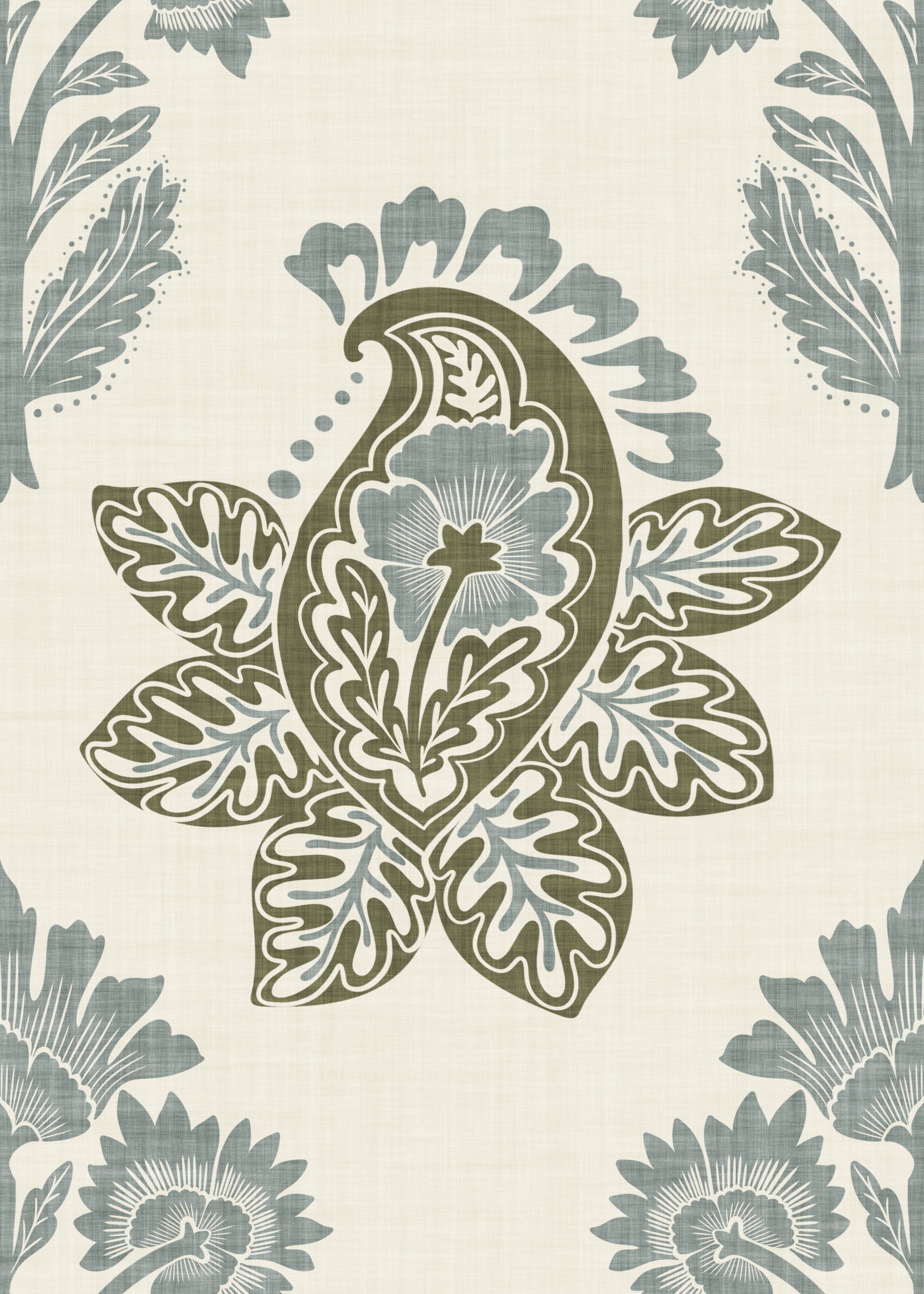 Subtle Botanical Paisley Wallpaper⁠