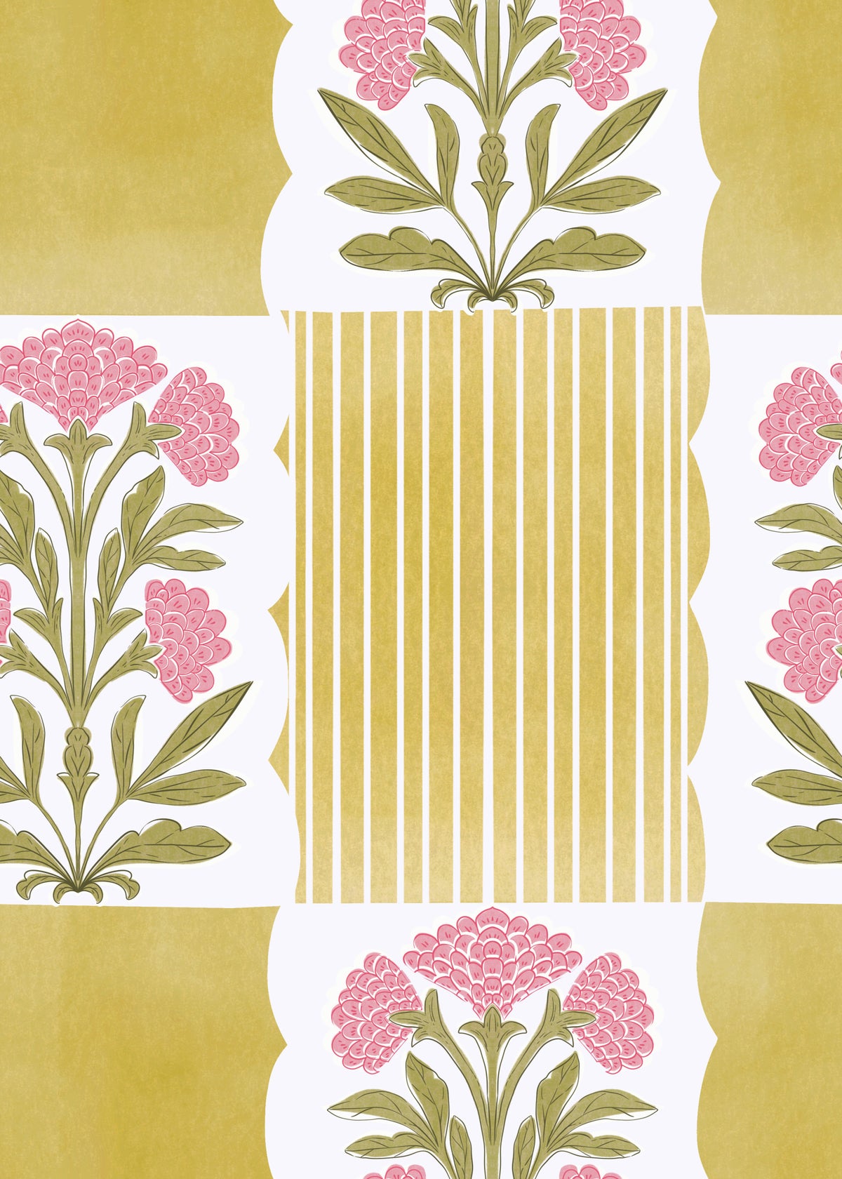 Subtle Stripes & Blooms Wallpaper⁠ in your room