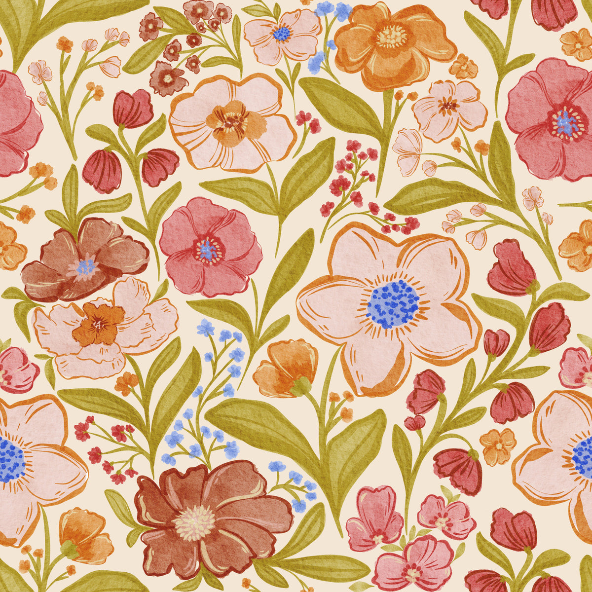 Botanical Watercolor Dreams Wallpaper⁠ in your room — zoomed