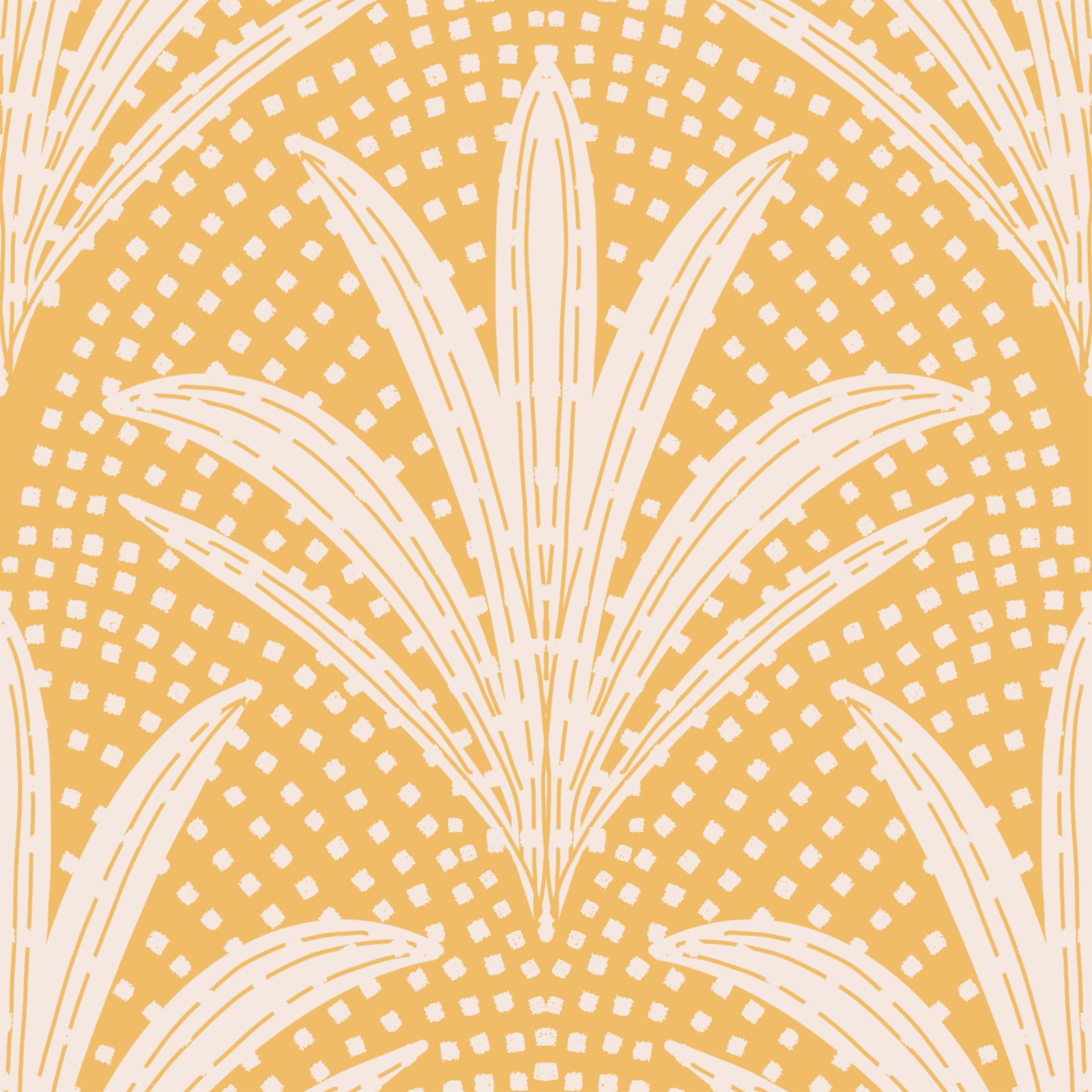 Boho Rustic Palm Radiance Golden Ochre Wallpaper⁠