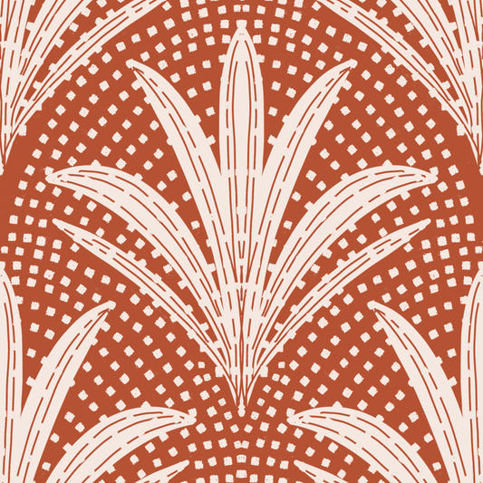 Boho Rustic Palm Radiance Terracotta Wallpaper⁠