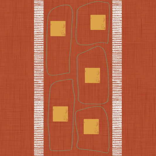 Japandi Frame Lines Terracotta  Wallpaper⁠