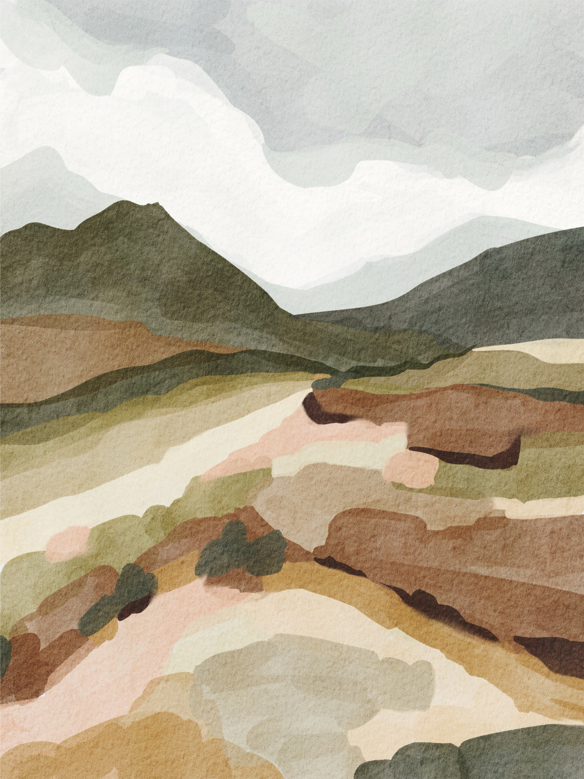 Abstract Mountainscape Wall Mural in your room — zoomed