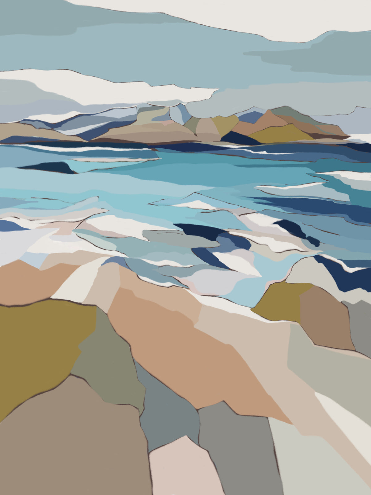 Abstract Coastal Escape Wall Mural