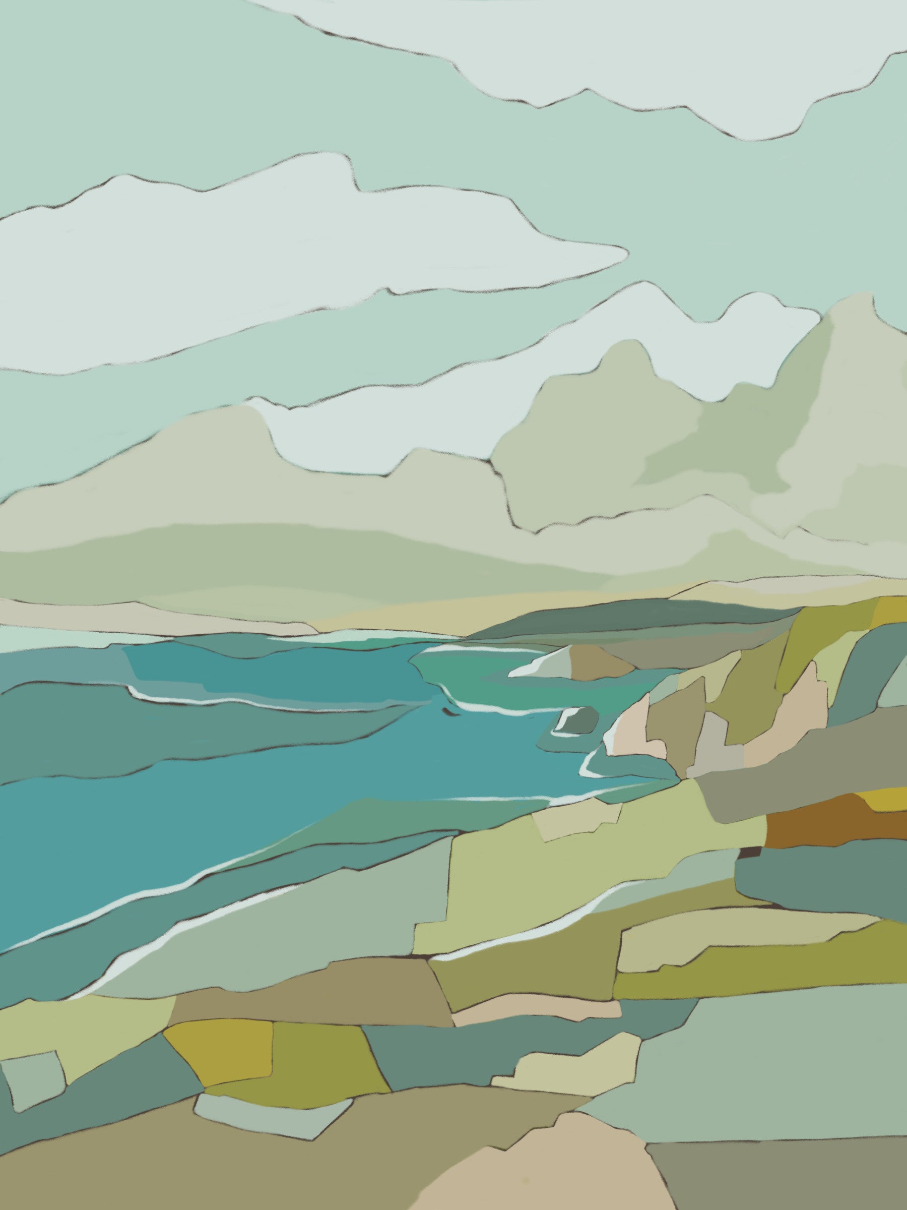 Quiet Coastline Wall Mural in your room — zoomed