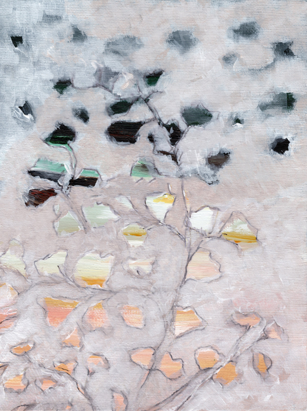 Abstract painterly botanicals Wall Mural in your room — zoomed